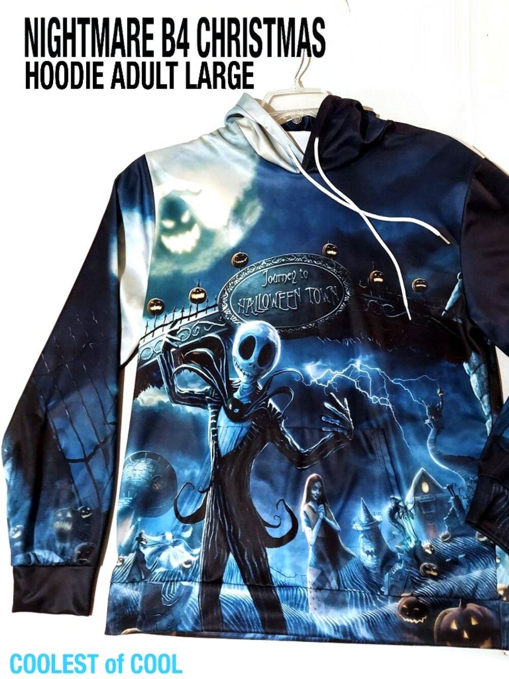 Disney Nightmare before Christmas hoodie Large Halloween town 3D all over print